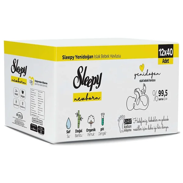 Sleepy Yenidoğan 40 Yaprak 12'li Paket Islak Mendil - Görsel 2