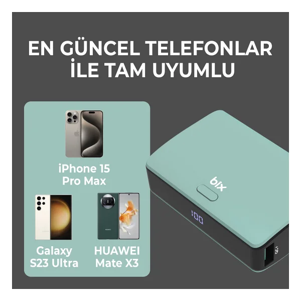 Bix Pb106 Yeşil 10000 mAh Hızlı Şarj Powerbank - Görsel 3