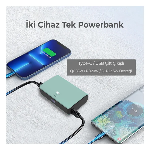 Bix Pb106 Yeşil 10000 mAh Hızlı Şarj Powerbank - Görsel 5