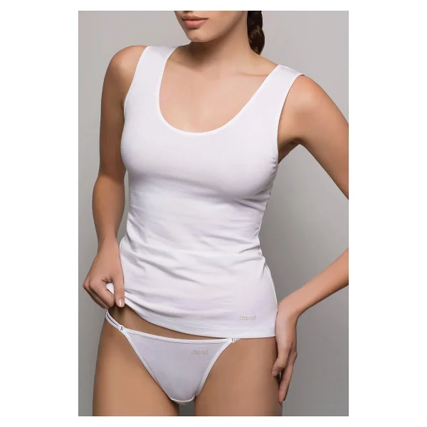 Kom Singlet Pamuklu Kalın Askılı Atlet - Beyaz - Görsel 4