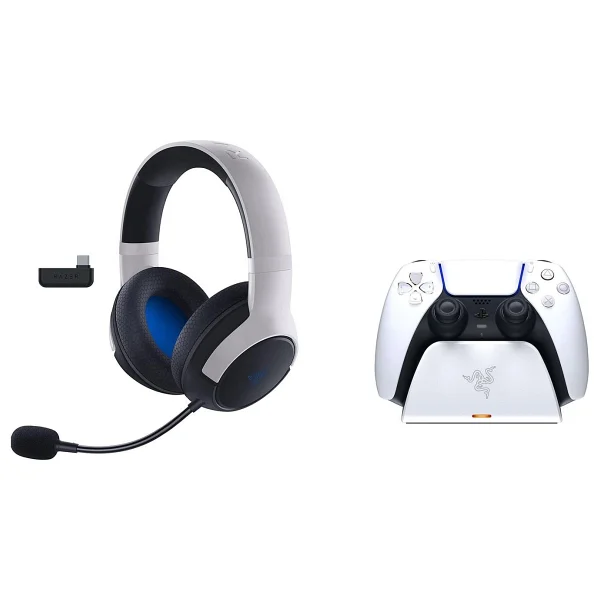Razer Legendary Bundle RZ82-03980100-B3M1 Kaira Kablosuz Kulaklık ve PS5 Dualsense Şarj İstasyonu - Görsel 3