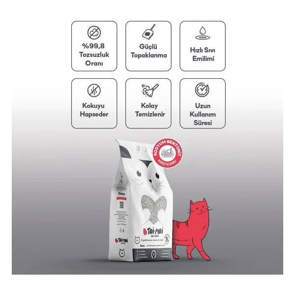 Toi Moi Aktif Karbonlu 10 kg Bentonit Kedi Kumu - Görsel 9