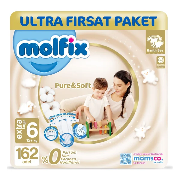 Molfix Pure&Soft 6 Numara Extra Large 108'li Bebek Bezi - Görsel 7