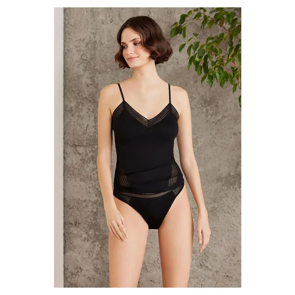 Pierre Cardin 379 Kadın Ip Askılı Atlet Külot Takım-Siyah - Görsel 3