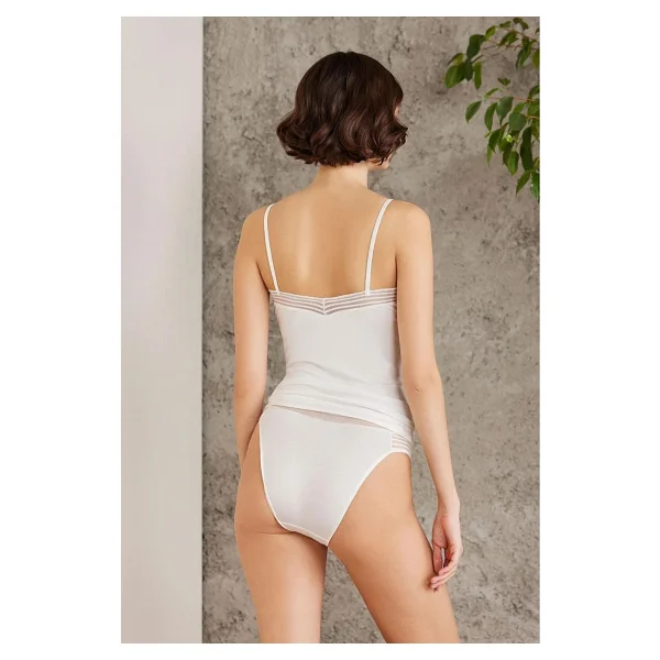 Pierre Cardin 379 Kadın Ip Askılı Atlet Külot Takım-Ekru - Görsel 3