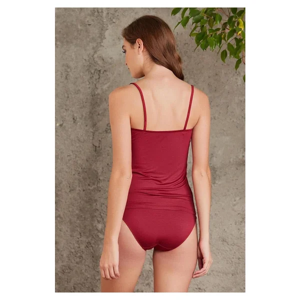 Pierre Cardin 330 Kadın Ip Askılı Atlet Külot Takım-Bordo - Görsel 4