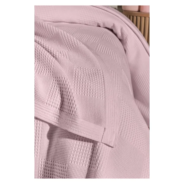 Mulberry- Waflle Desenli Pike Battaniye%100 Pamuk Kalın İplik Yumuşak Battal Boy 240 x 260 (Pembe) - Görsel 4