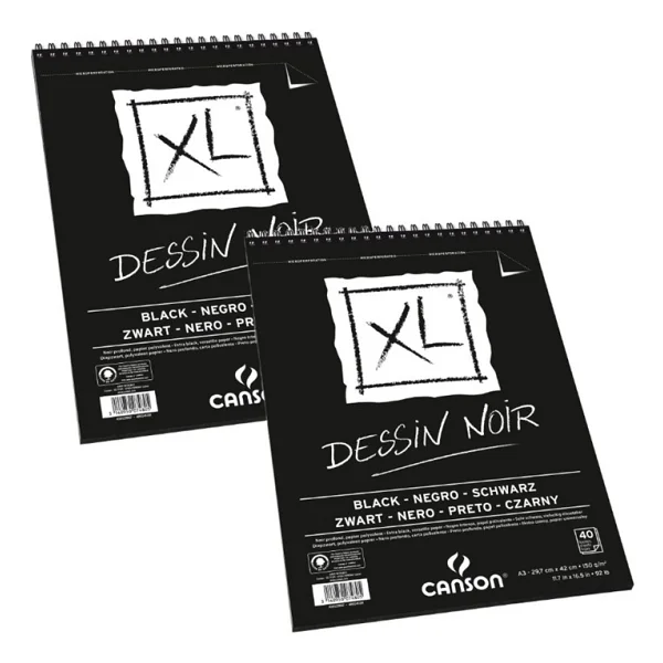 Canson XL Dessin Noir Siyah Eskiz Defteri 150gr - A3 - Görsel 2
