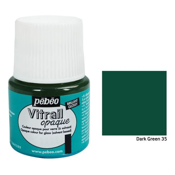 Pebeo Vitrail Cam Boyası 45 Ml. 35 Dark Green - Görsel 2