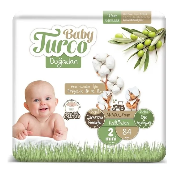 Baby Turco Doğadan 2 Numara Mini 84'lü Bebek Bezi - Görsel 3