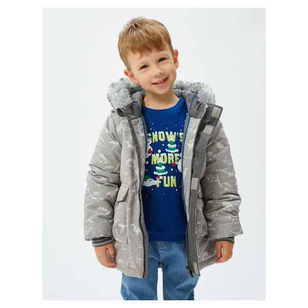Koton 4wmb00003tw050 Kapüşonlu Erkek Bebek Şişme Mont - Görsel 5