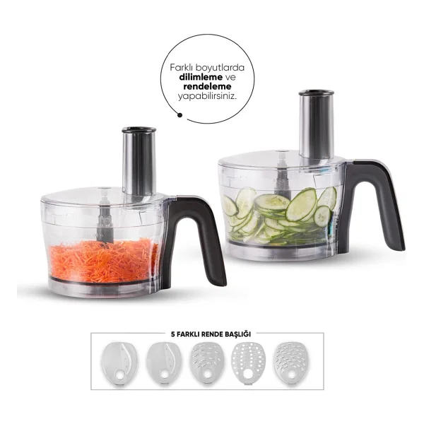 Karaca Mastermaid Power Multifunctional 10in1 Shiny Black 2000 W Gıda Hazırlama Seti - Görsel 5