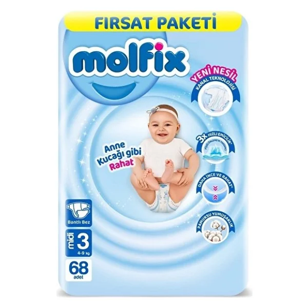 Molfix 3 Numara Midi 68'li Bebek Bezi - Görsel 10