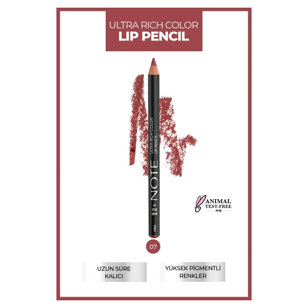 Note Ultra Rich Color Lip Pencil 07 Nude Rose Dudak Kalemi - Görsel 3