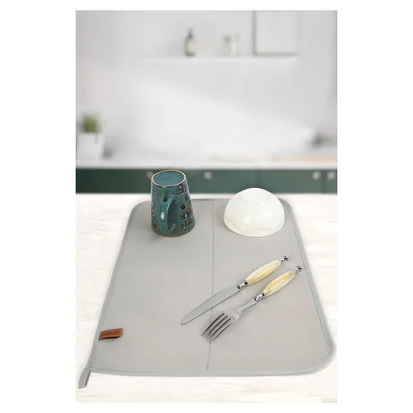 Basic Bulaşık Kurutma Matı 46x36 Cm Kurulama Bezi Kurutma Örtüsü Tezgah Üstü Gri - Görsel 2