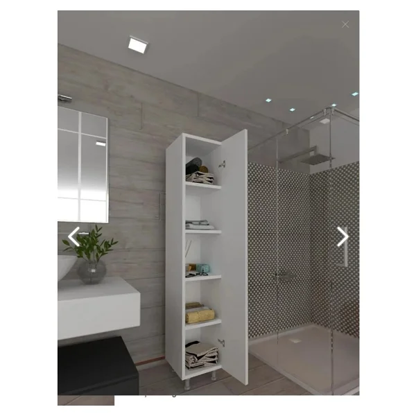 Gülbay Mobilya Tek Kapaklı 5 Raflı Çok Amaçlı Banyo Mutfak Kiler Dolabı Tek Kapılı Beyaz Erzak Dolabı - Görsel 4
