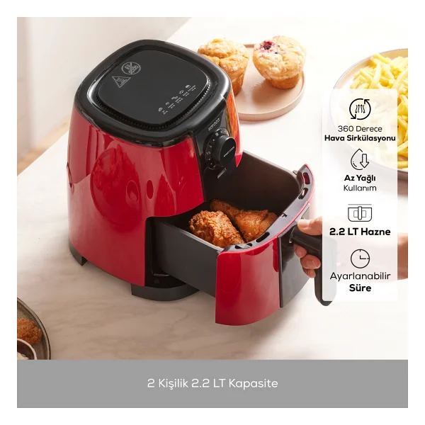 Karaca Smart Cook 2.2 Lt Ruby Yağsız Fritöz - Görsel 2