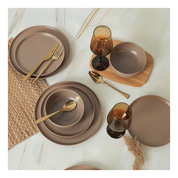 Keramika Nordic Mat Toprak Taupe 18 Parça 6 Kişilik Yemek Takımı - Görsel 10