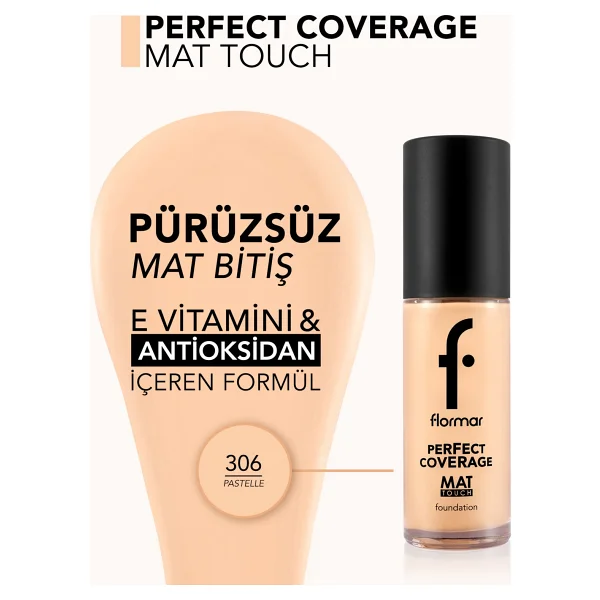 Flormar Perfect Coverage Mat Touch 30 Ml Likit Fondöten - Görsel 3