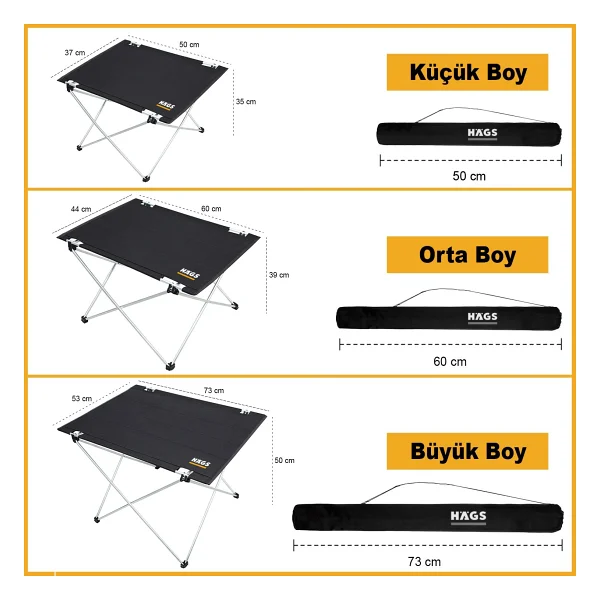 Haegs Ultralight Katlanır Kamp Sehpası, Piknik, Bbq, Balıkçılık, Avcılık, Plaj, Hiking İçin Taşınabilir Kompakt Roll Up Outdoor Kamp Masası Orta Boy - Siyah - Görsel 4