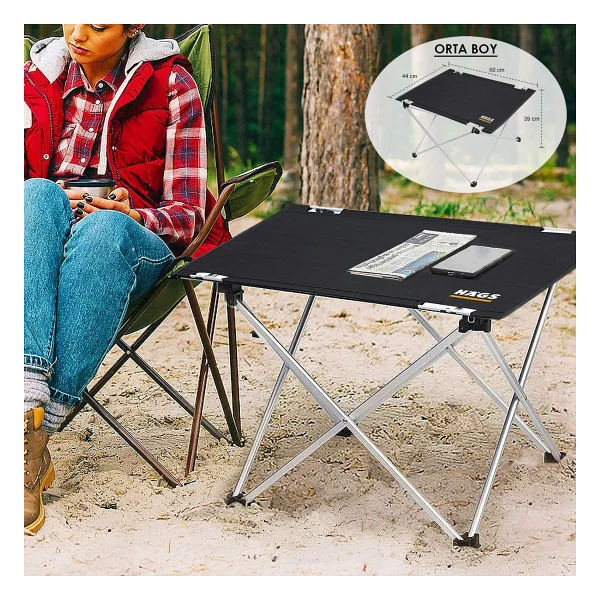 Haegs Ultralight Katlanır Kamp Sehpası, Piknik, Bbq, Balıkçılık, Avcılık, Plaj, Hiking İçin Taşınabilir Kompakt Roll Up Outdoor Kamp Masası Orta Boy - Siyah - Görsel 6