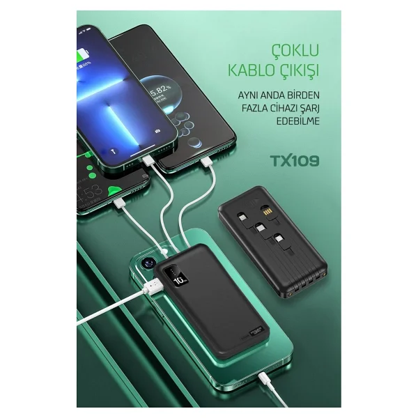 Powerway TX109 Siyah 10000 mAh Powerbank - Görsel 6