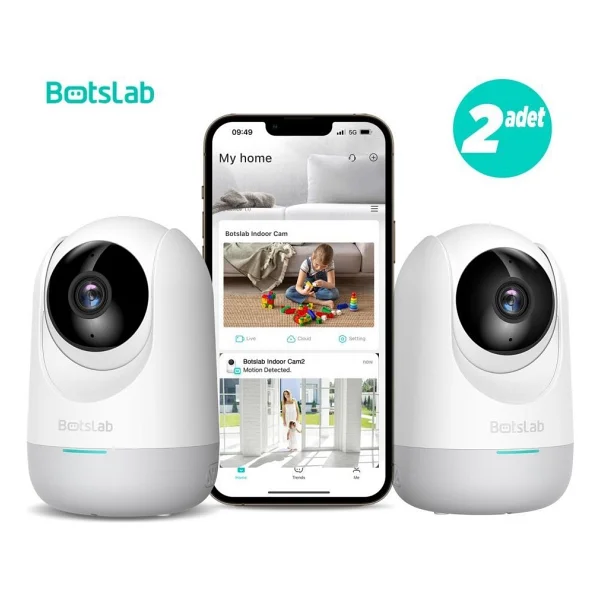 Botslab 360+ C211 2k Pro Mini Bundle Wi-Fi 360° Akıllı Güvenlik Kamerası Seti Bebek Monitörü Evcil Hayvan Kamerası İç Mekan Kamerası Ip Kamera 2'li Paket (Distribütör Garantili) - Görsel 6