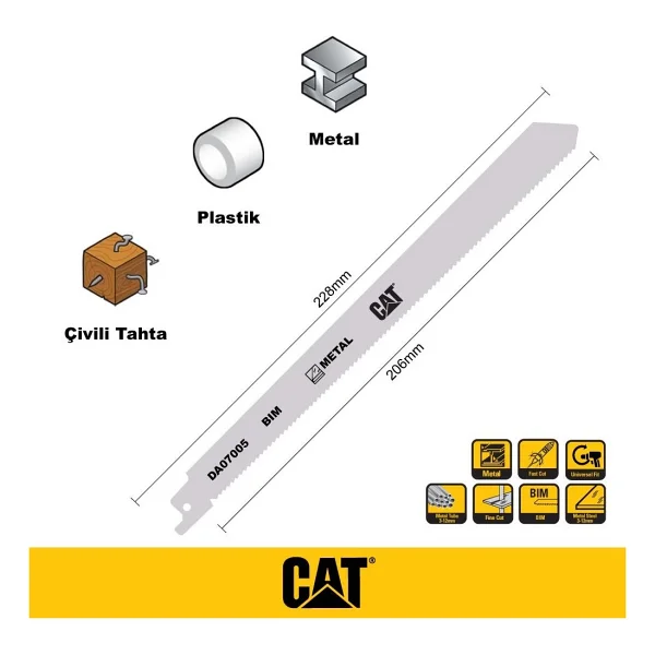 Cat Da07005 228mm 2 Parça Profesyonel Metal/Çivili Ahşap Kesme Tilki Kuyruğu Testere Ucu - Görsel 3