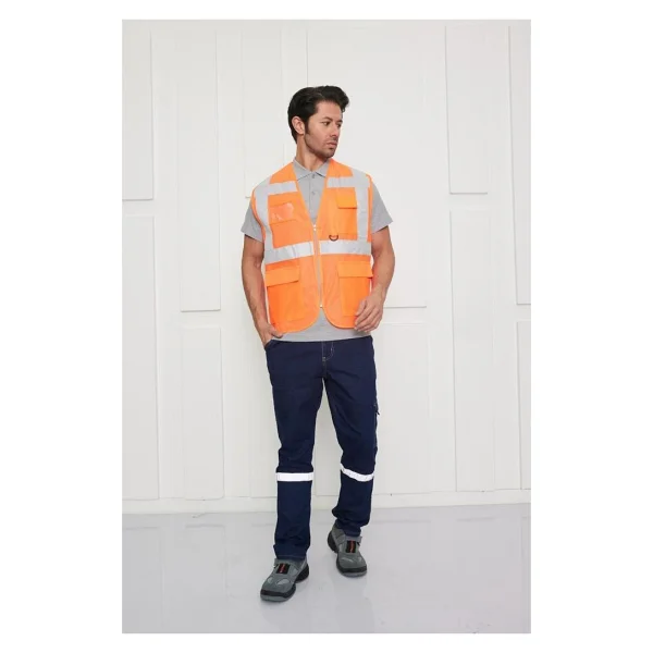 Orange Safety Mühendis Tipi Fileli İkaz Yeleği - Turuncu - Görsel 8
