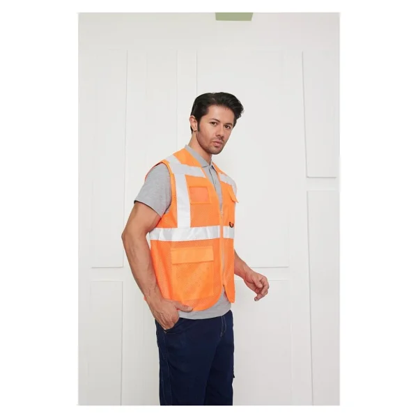 Orange Safety Mühendis Tipi Fileli İkaz Yeleği - Turuncu - Görsel 2