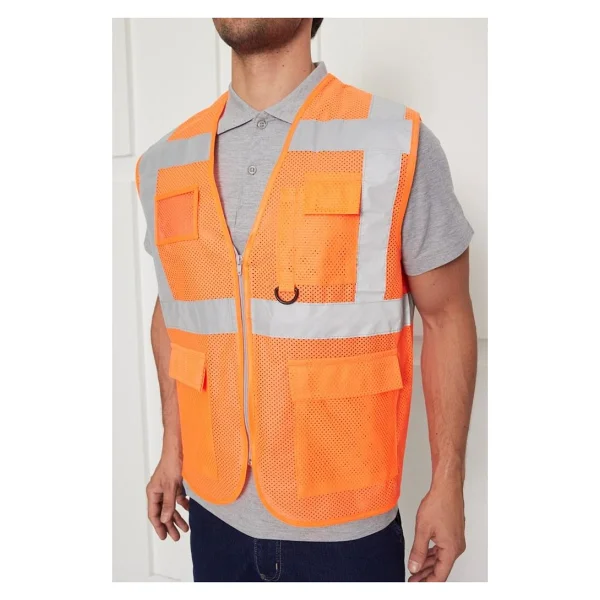 Orange Safety Mühendis Tipi Fileli İkaz Yeleği - Turuncu - Görsel 4
