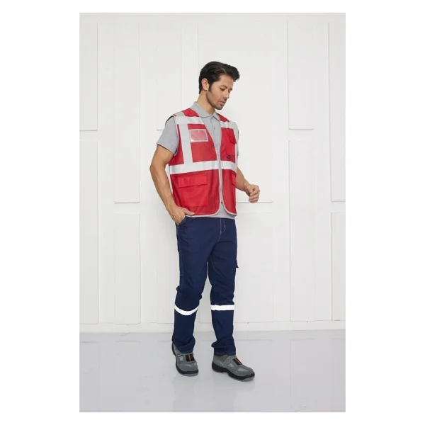 Orange Safety Mühendis Tipi Fileli İkaz Yeleği - Kırmızı - Görsel 3