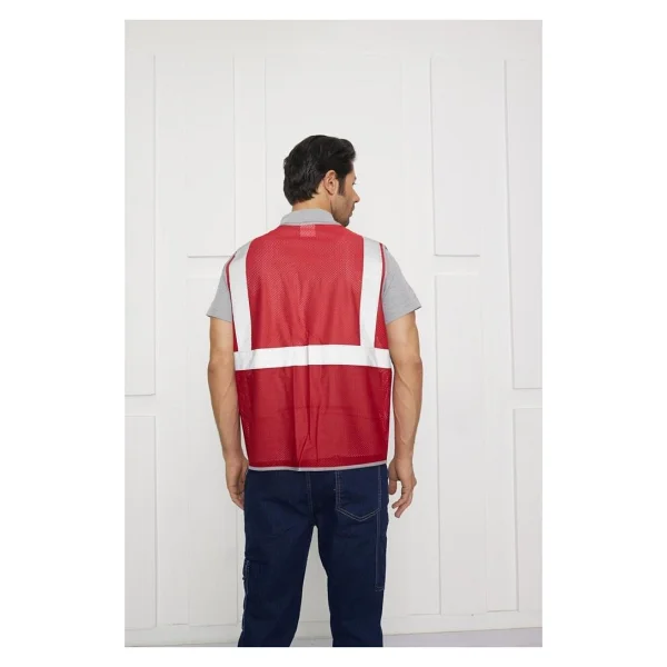 Orange Safety Mühendis Tipi Fileli İkaz Yeleği - Kırmızı - Görsel 4