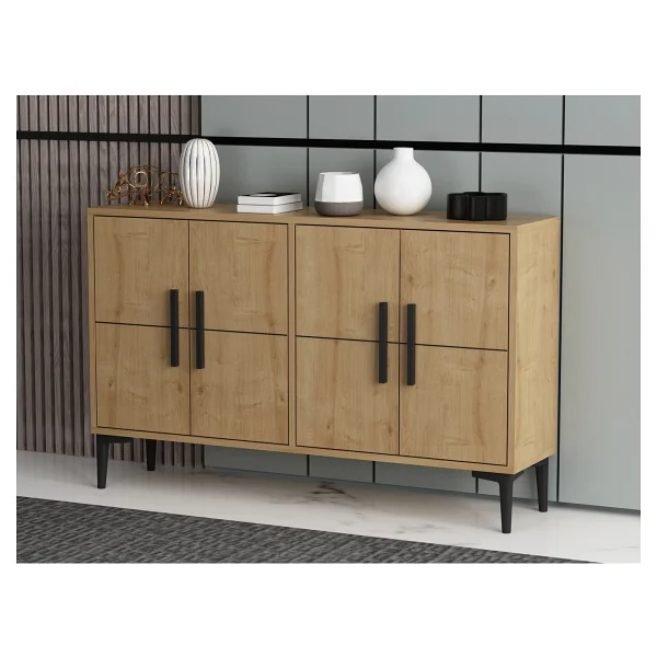 Mert Sert Mobilya Lavel 120cm Konsol, TV Sehpası, TV Ünitesi, Kahve Köşesi, Banyo Dolabı, Çok Amaçlı Dolap,Ayakkabılık - Meşe - Görsel 2