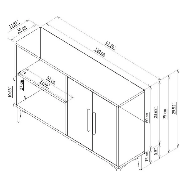 Mert Sert Mobilya Lavel 120cm Konsol, TV Sehpası, TV Ünitesi, Kahve Köşesi, Banyo Dolabı, Çok Amaçlı Dolap,Ayakkabılık - Meşe - Görsel 5