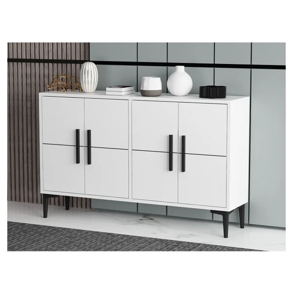 Mert Sert Mobilya Lavel 120cm Konsol, TV Sehpası, TV Ünitesi, Kahve Köşesi, Banyo Dolabı, Çok Amaçlı Dolap,Ayakkabılık - Beyaz - Görsel 2