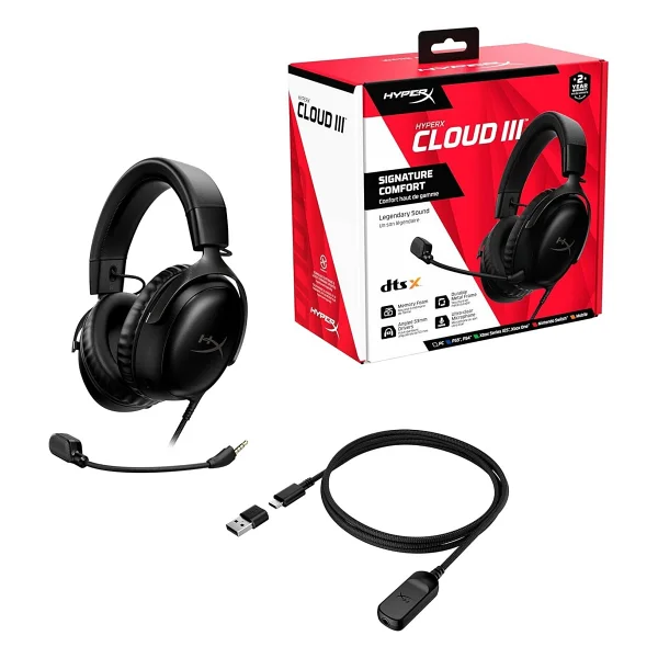 Hyperx Cloud Iıı 727a8aa Siyah Kablolu Kulak Üstü Oyuncu Kulaklığı - Görsel 3