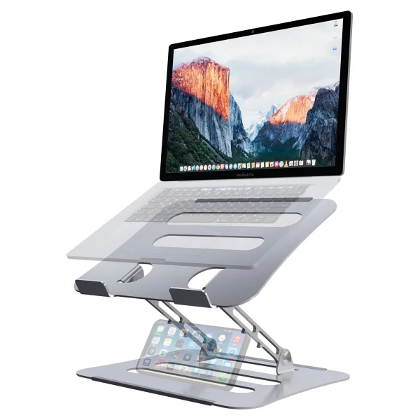 Jön Metal Katlanabilir Telefon Tutuculu Tüm Modellerle Uyumlu Ayarlanabilir Notebook Laptop Standı Yükseltici - Siyah - Görsel 6