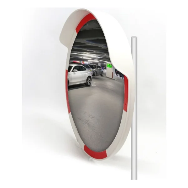 Trafik Güvenlik Aynası 80 Cm Kırmızı-Beyaz Ve 2 M Galvaniz Flanşlı Direk Set - Görsel 7