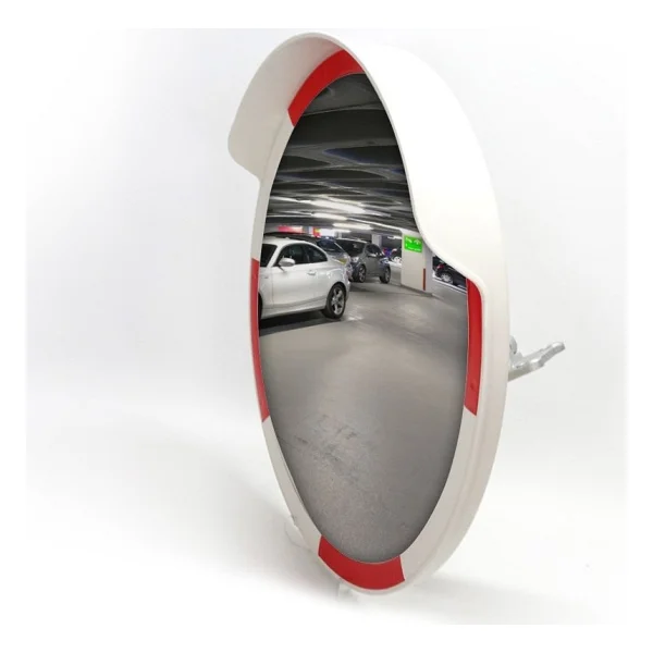 Trafik Güvenlik Aynası 60 Cm Kırmızı-Beyaz Ve 2.5 M Galvaniz Flanşlı Direk Set - Görsel 2