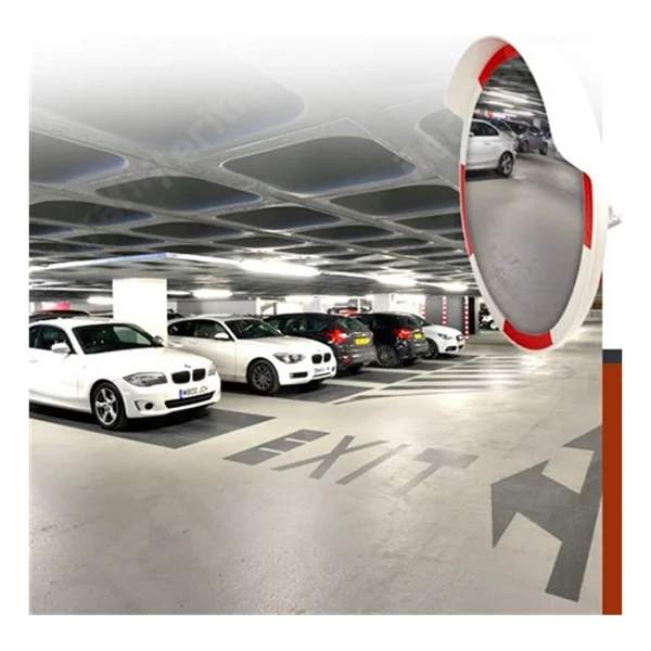 Trafik Güvenlik Aynası 60 Cm Kırmızı-Beyaz Ve 2.5 M Galvaniz Flanşlı Direk Set - Görsel 5