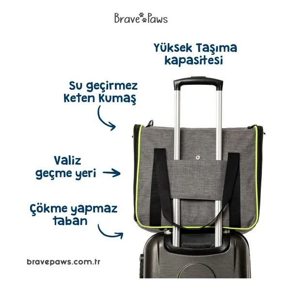 Brave Paws Kedi Köpek Taşıma Çantası Kare Model Dayanıklı Plastik Fileli - Gri - Görsel 7