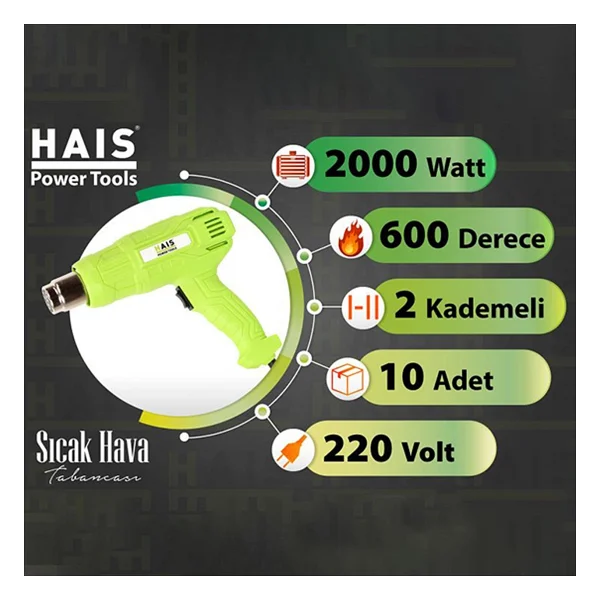 Hais Hg8 Sıcak Hava Tabancası - Görsel 3