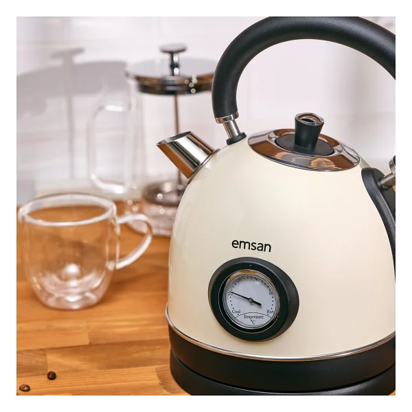 Emsan Turtle Cream 2200 W 1.8 Lt Çelik Kettle - Görsel 2