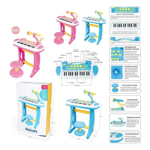 Vardem Mp3 Çalar Tuşlu Mini Piyano Bao-3132c - Görsel 4