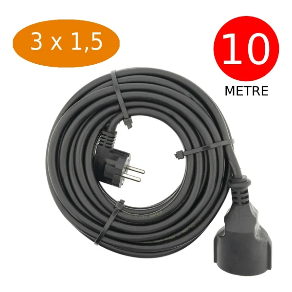 Tek-İş 10 Metre Uzatma Kablosu 3 X 1,5 Mm Ttr Bakır Kablo Erkek Fiş Dişi Fiş Baskılı Seyyar Ara Kablo - Görsel 5