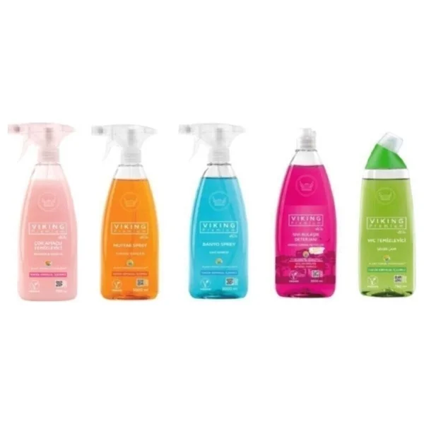Viking Premium 5'li (Mutfak,Banyo,Çok Amaçlı ,Wc Temizleyici,Bulaşık Deterjanı Orman Meyveleri) Paket 750 Ml - Görsel 4