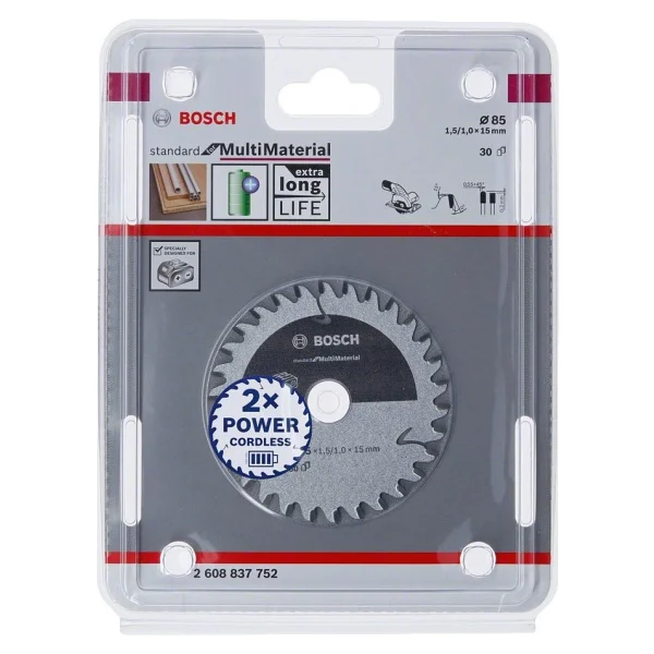 Bosch - Standard For Serisi Çoklu Malzeme Için Akülü Daire Testere Bıçağı 85x15 Mm 30 Diş - Görsel 2