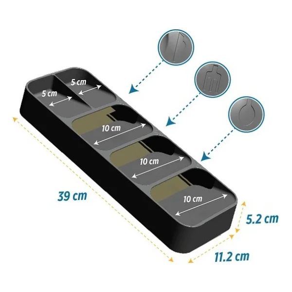 Decobella Çekmece Içi Kaşıklık 5 Bölmeli - Açık Gri - Görsel 2