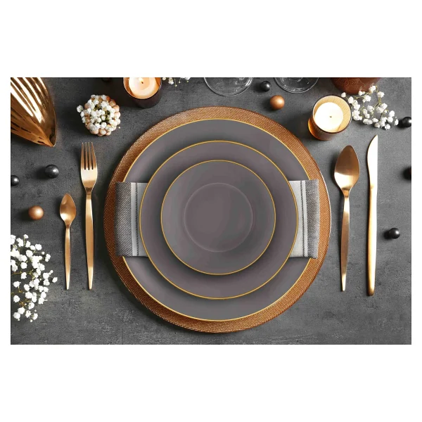 The Mia Basic Gri Yemek Tabağı 6'lı Set 20 Cm - Görsel 2